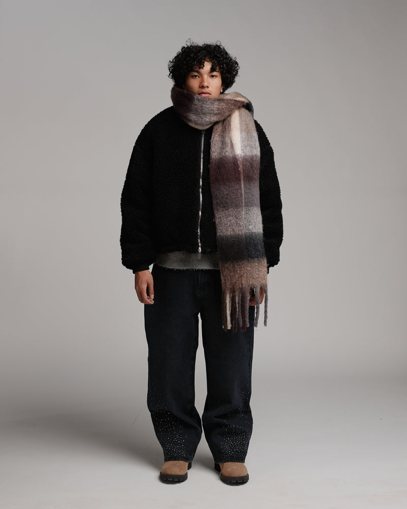 Oversized Scarf - Burgundy/Grey