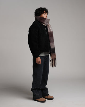 Oversized Scarf - Burgundy/Grey