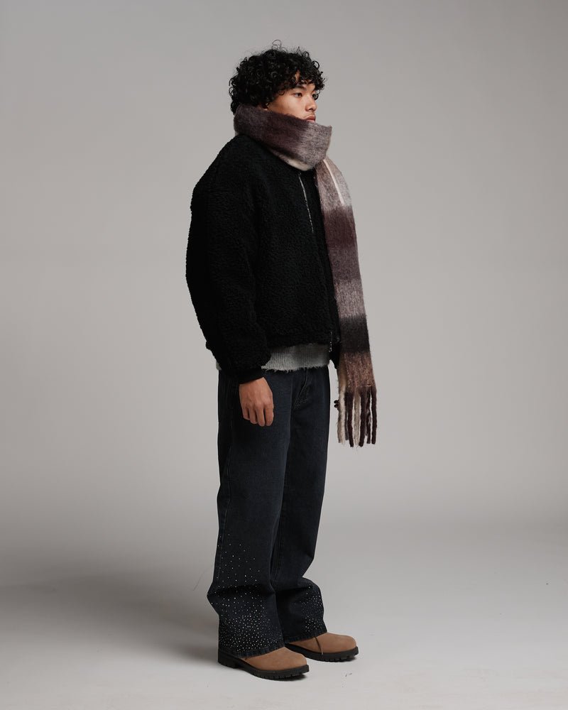 Oversized Scarf - Burgundy/Grey