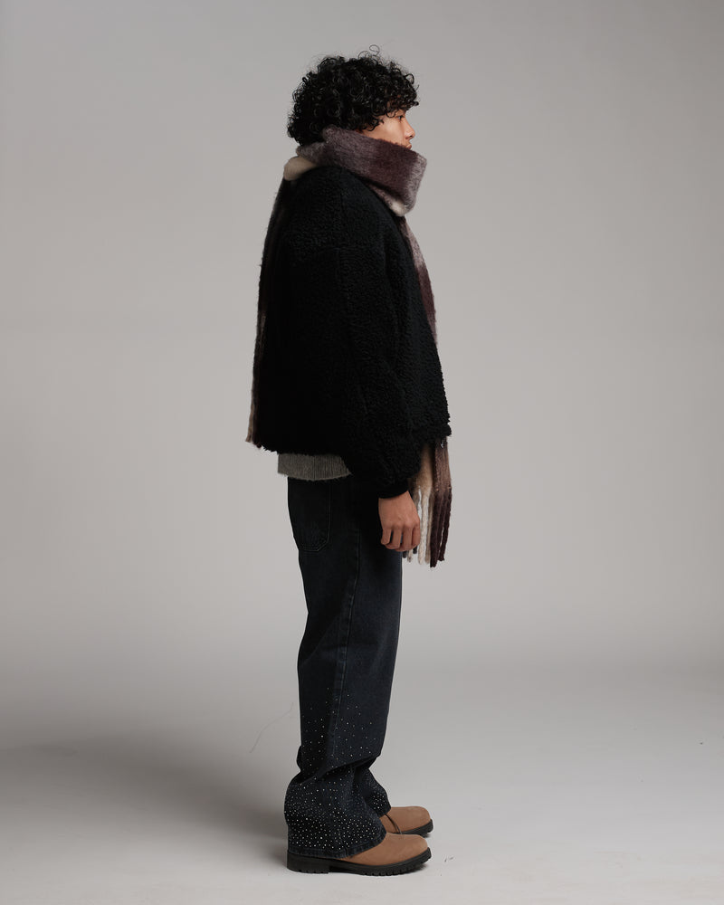 Oversized Scarf - Burgundy/Grey