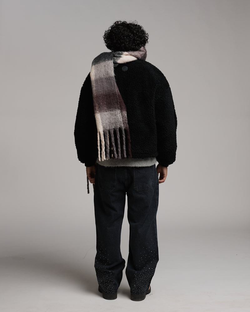 Oversized Scarf - Burgundy/Grey
