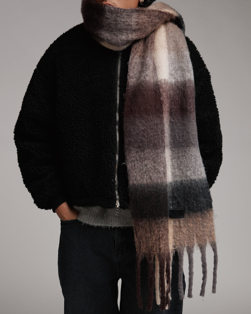 Oversized Scarf - Burgundy/Grey