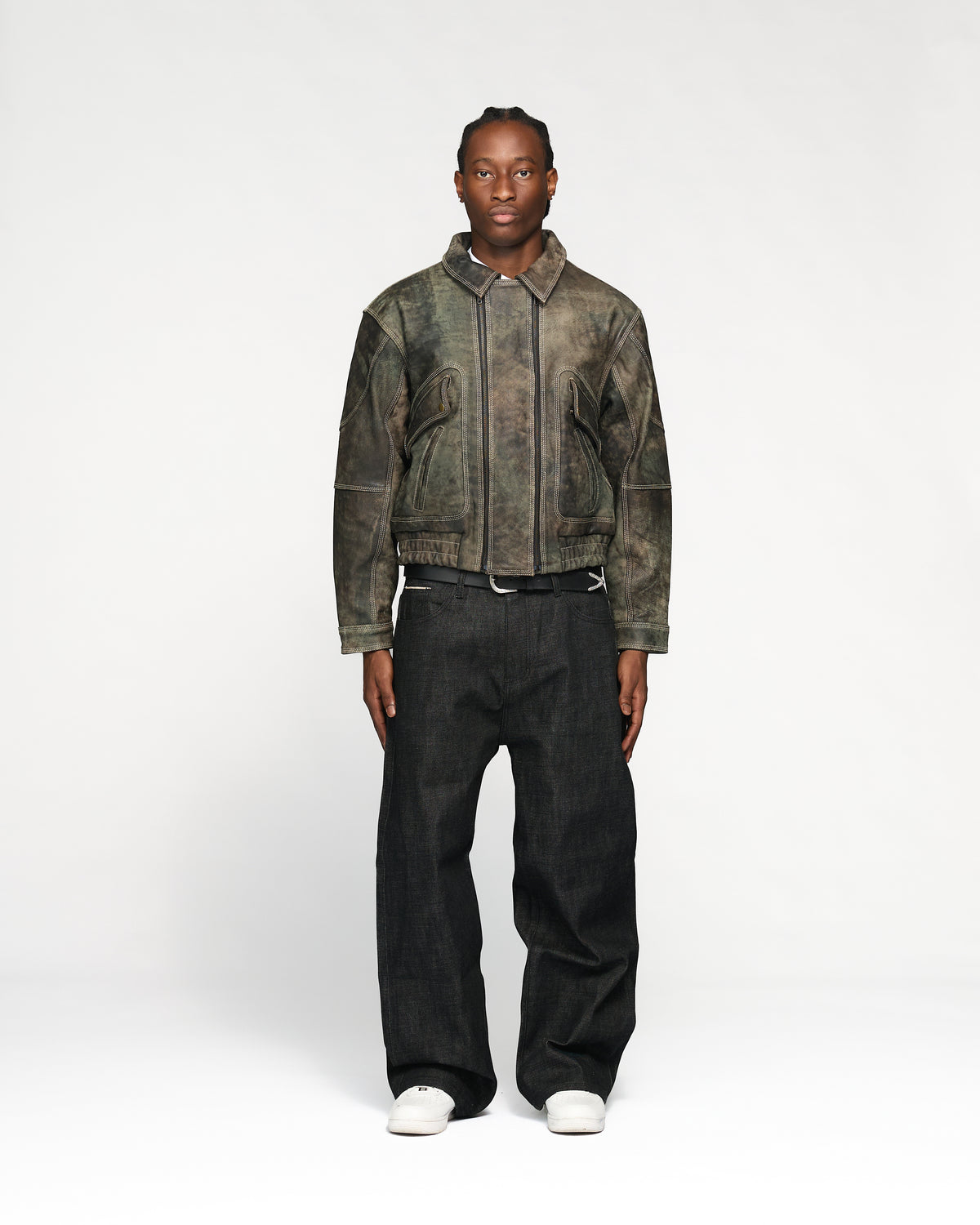 Leather Flight Jacket - Vintage Black