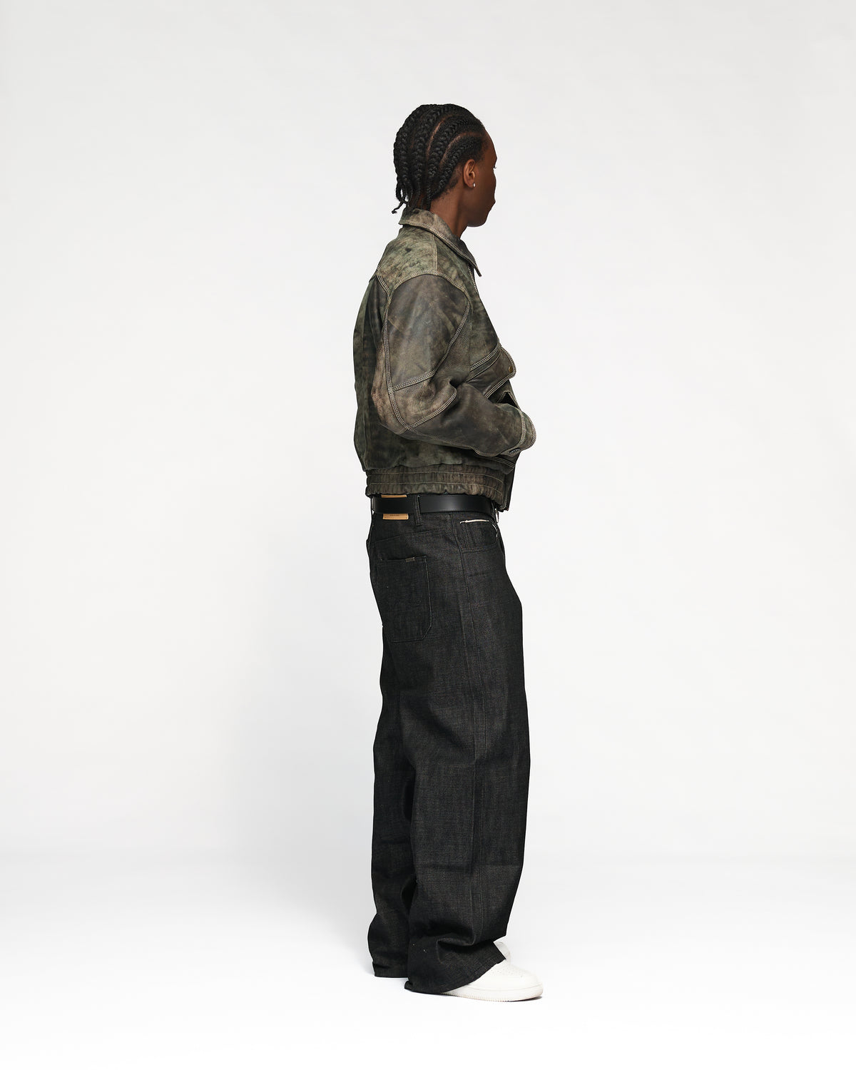 Leather Flight Jacket - Vintage Black