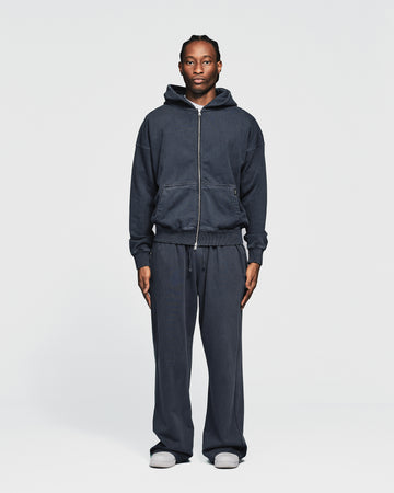 Drop Shoulder Zip Hoodie - Vintage Navy