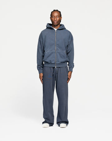 Drop Shoulder Zip Hoodie - Vintage Navy