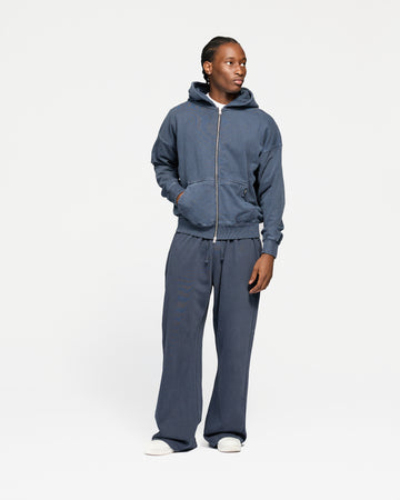 Drop Shoulder Zip Hoodie - Vintage Navy