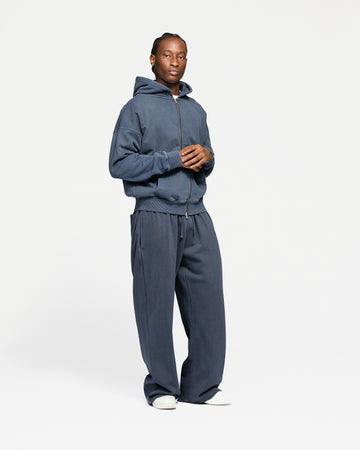 Drop Shoulder Zip Hoodie - Vintage Navy
