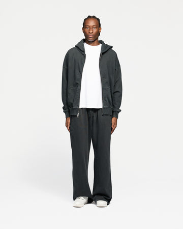 Drop Shoulder Zip Hoodie - Vintage Black