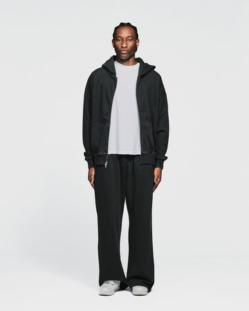 Drop Shoulder Zip Hoodie - Vintage Black