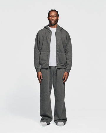 Drop Shoulder Zip Hoodie - Vintage Grey