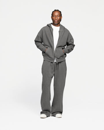 Drop Shoulder Zip Hoodie - Vintage Grey