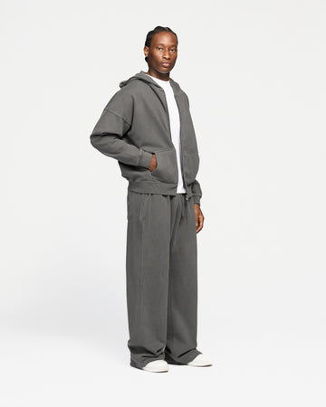 Drop Shoulder Zip Hoodie - Vintage Grey