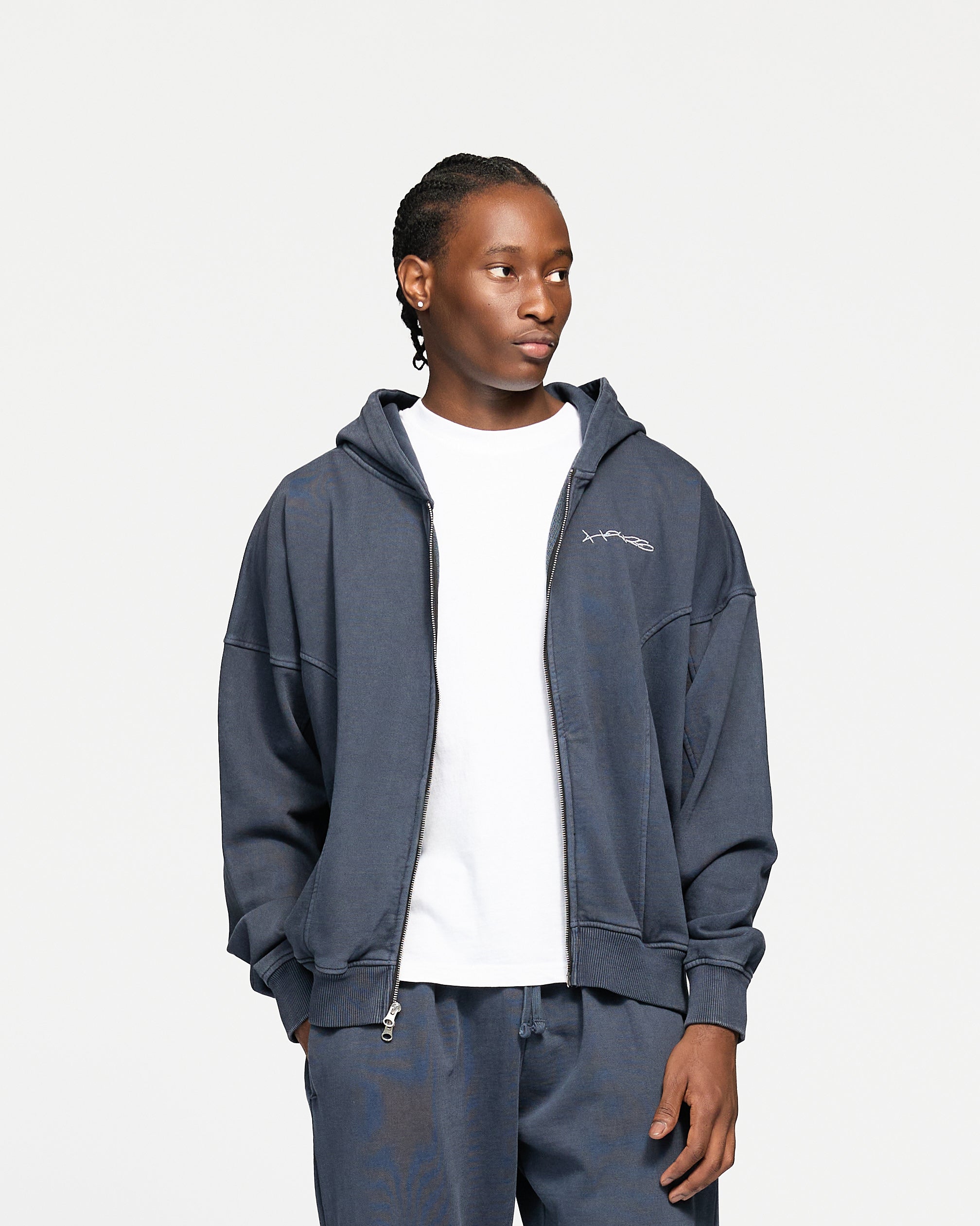 Signature Zip Hoodie - Vintage Navy