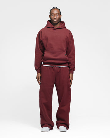 Drop Shoulder Hoodie - Burgundy