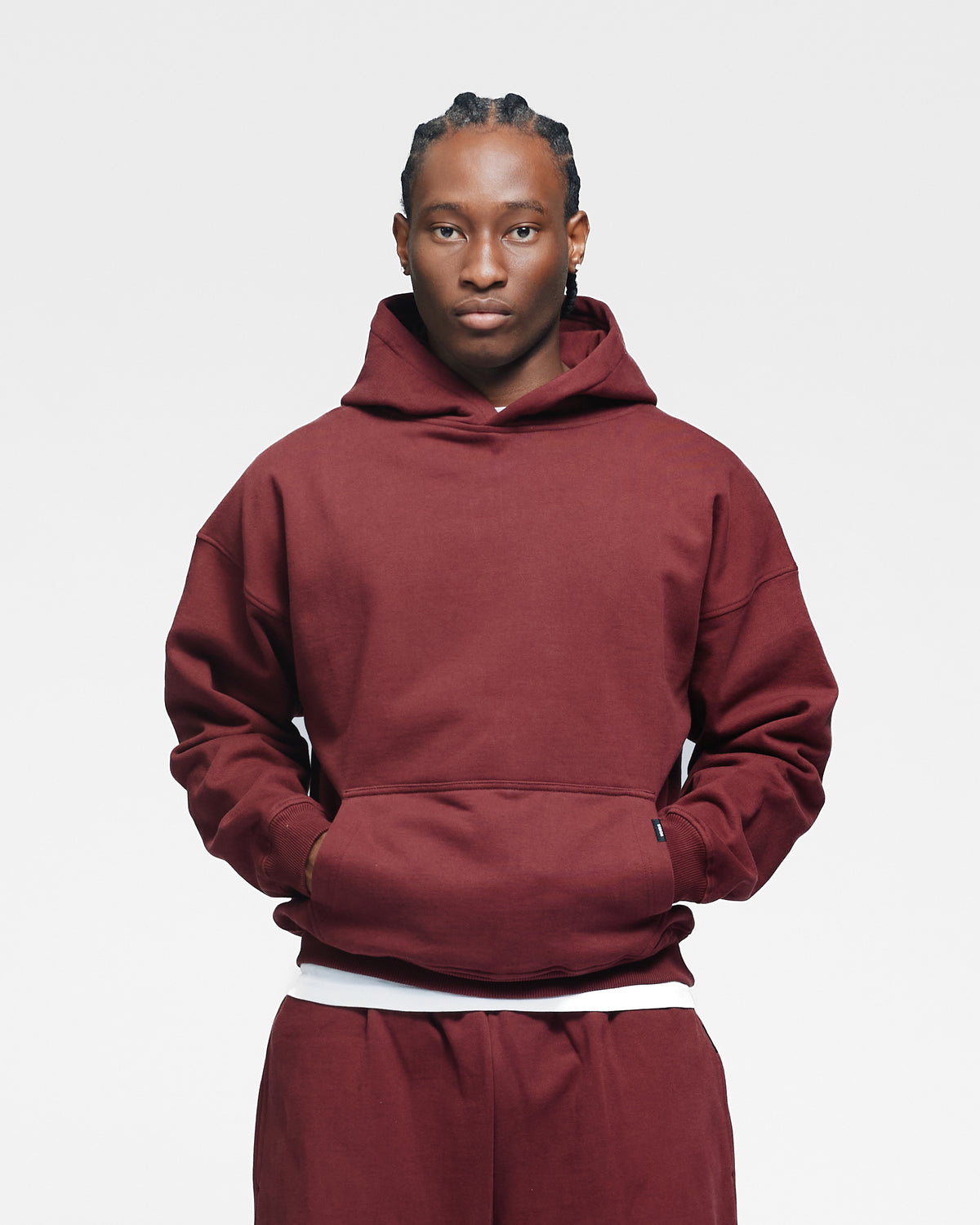 Drop Shoulder Hoodie - Burgundy