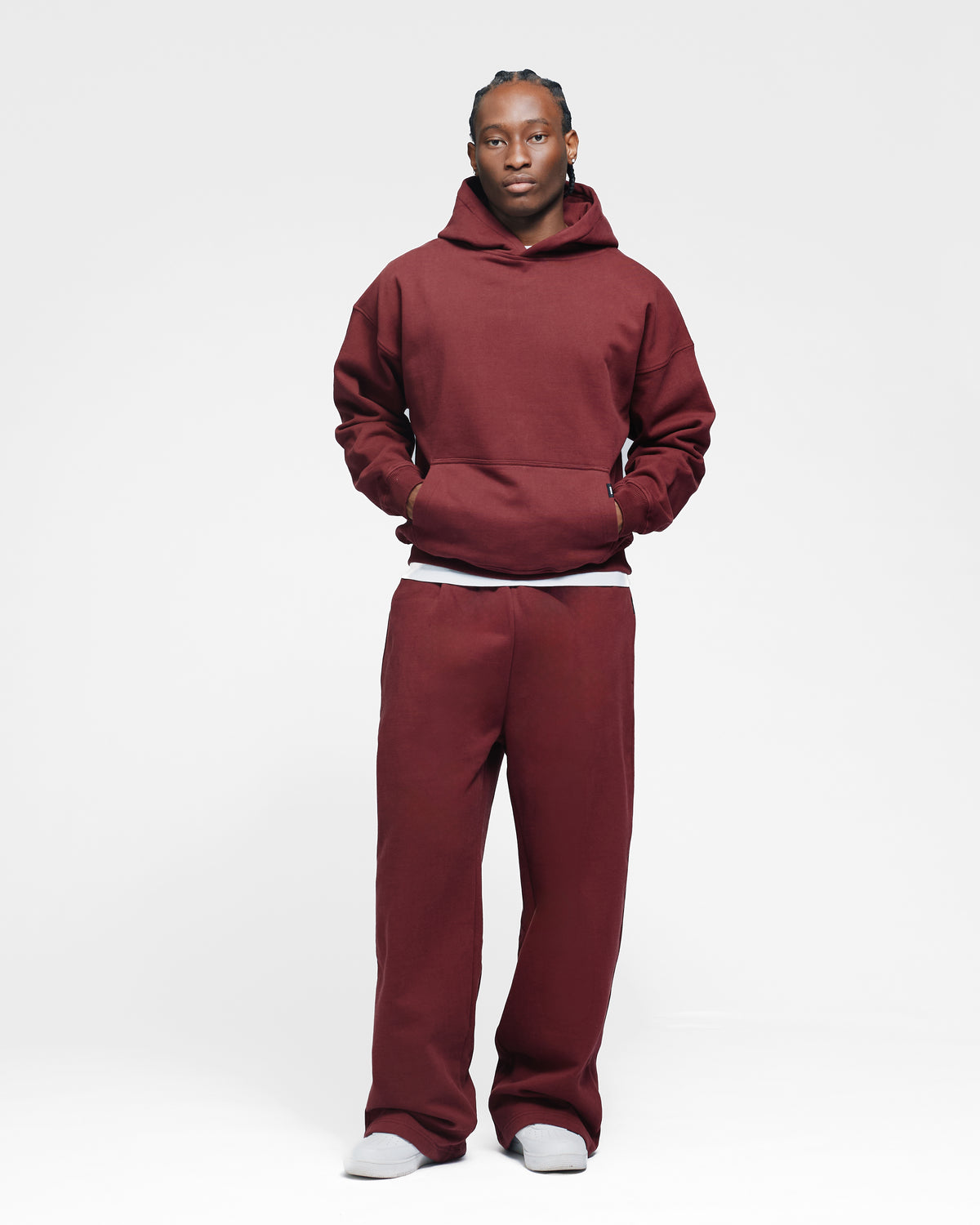 Drop Shoulder Hoodie - Burgundy
