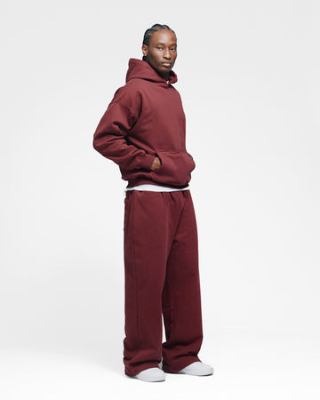 Drop Shoulder Hoodie - Burgundy