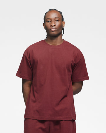 Drop Shoulder T-Shirt - Burgundy