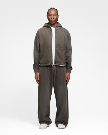 Cropped Zip Hoodie - Sunfaded Espresso
