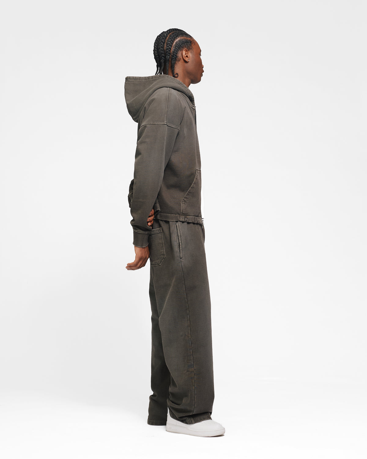 Cropped Zip Hoodie - Sunfaded Espresso