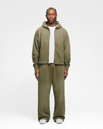 Cropped Zip Hoodie - Sunfaded Olive