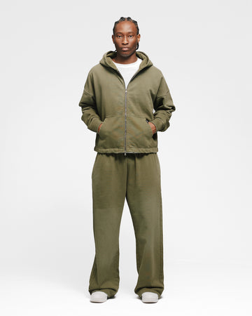 Cropped Zip Hoodie - Sunfaded Olive