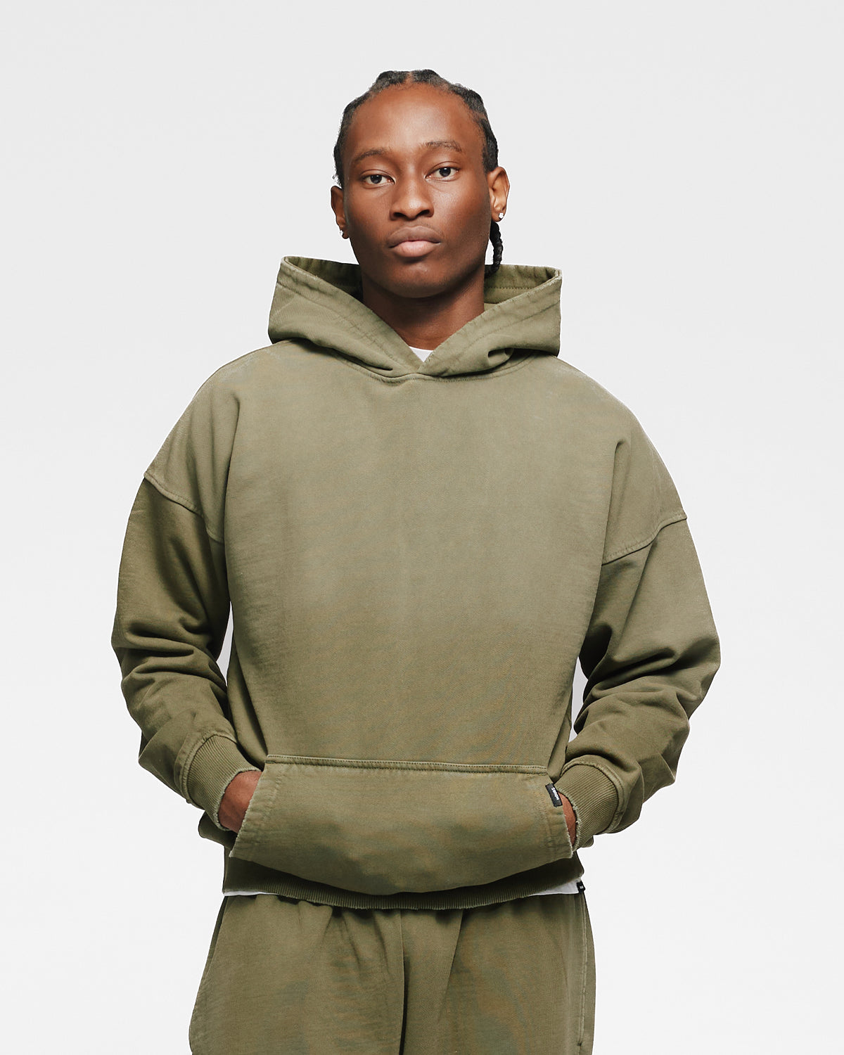 Drop Shoulder Hoodie - Sunfaded Olive