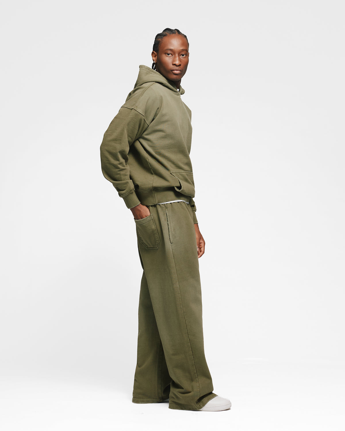 Drop Shoulder Hoodie - Sunfaded Olive