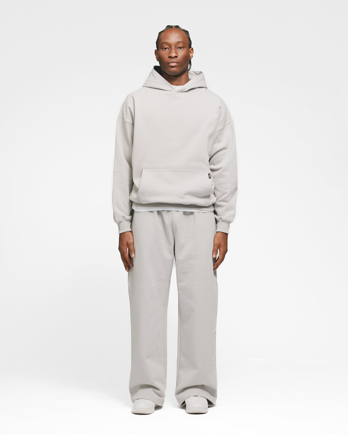Drop Shoulder Hoodie - Light Grey