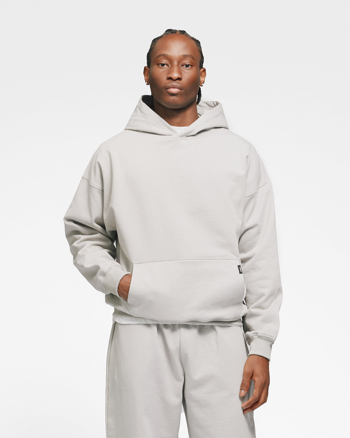 Drop Shoulder Hoodie - Light Grey