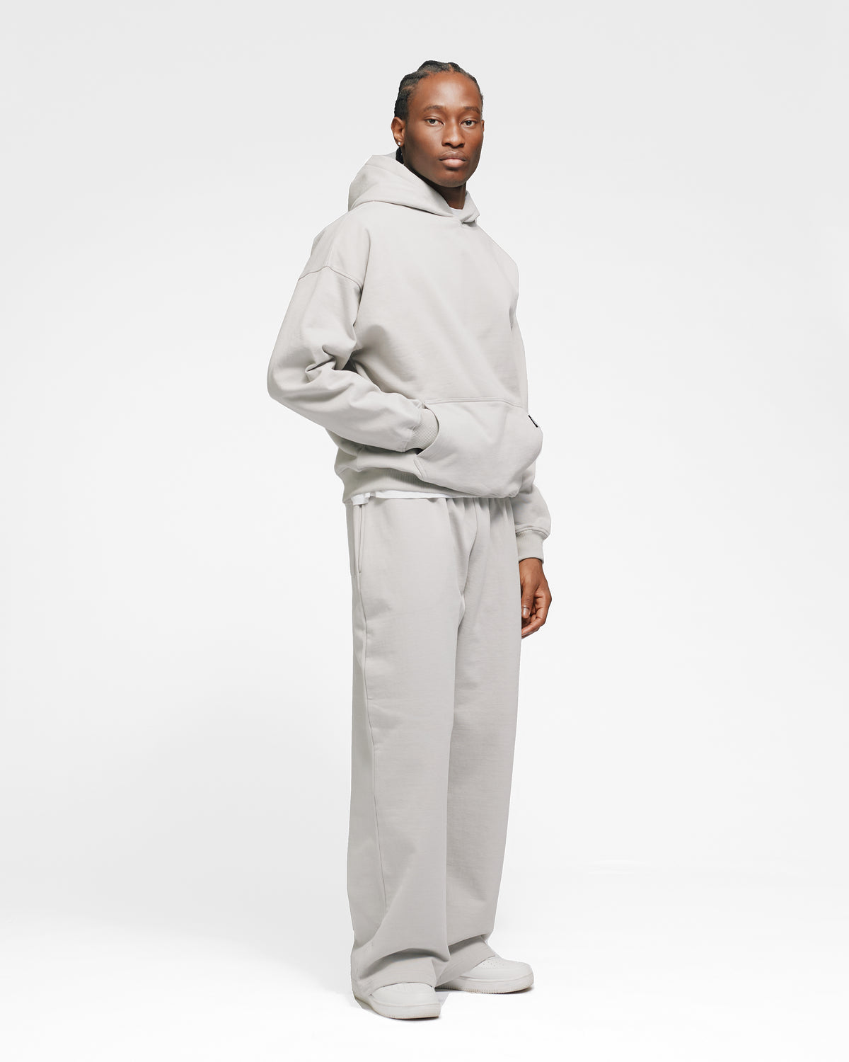 Drop Shoulder Hoodie - Light Grey