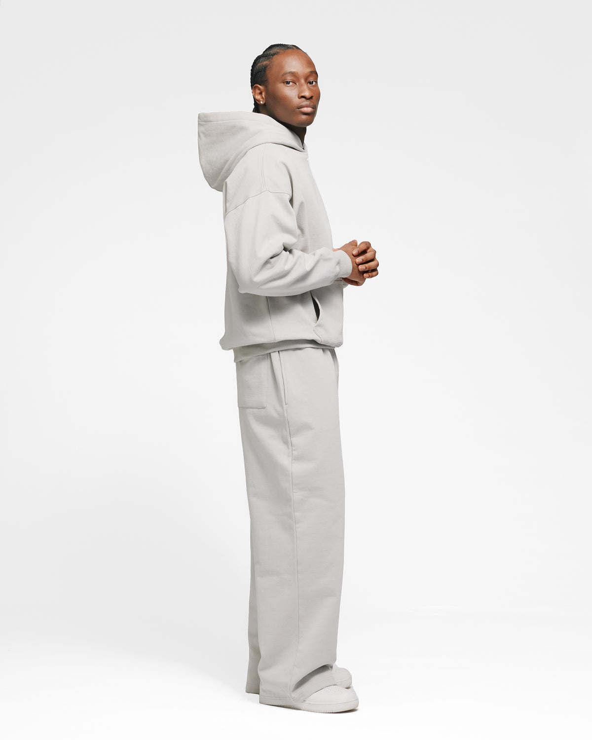Drop Shoulder Hoodie - Light Grey