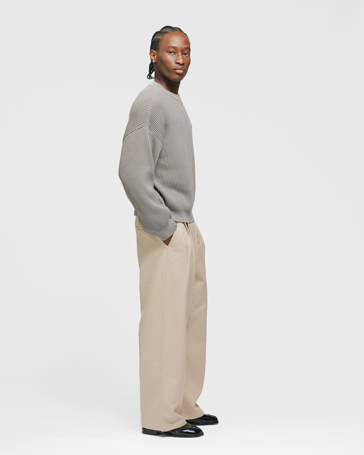Signature Ribbed Sweater - Grey