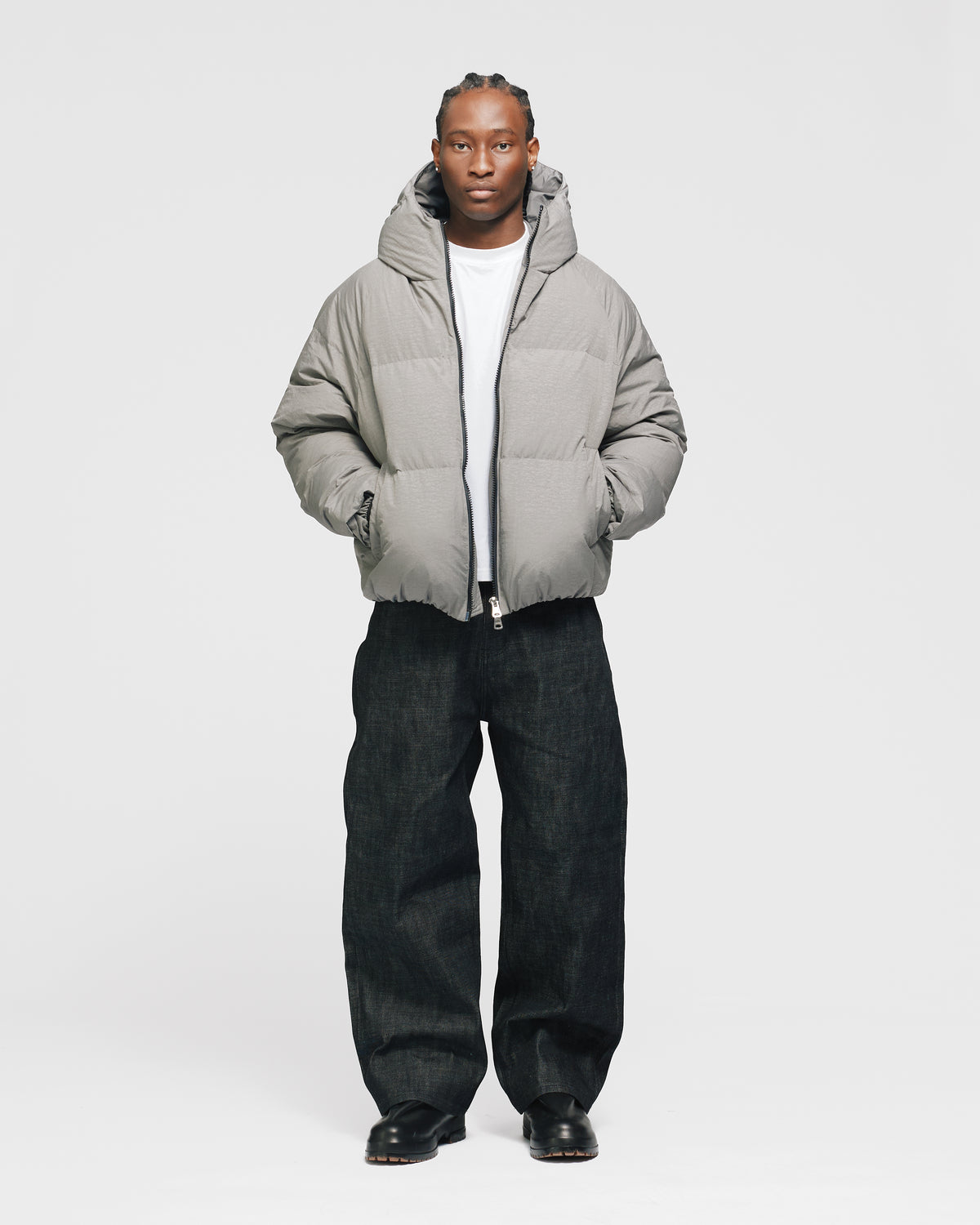Hooded Puffer Jacket - Grey