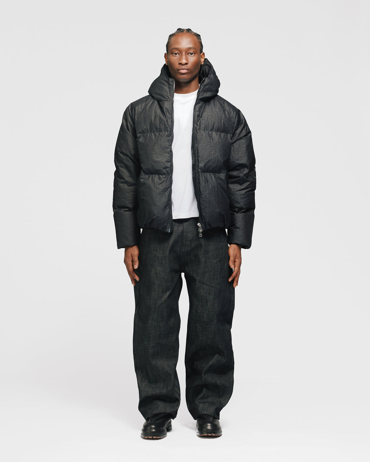 Hooded Puffer Jacket - Black