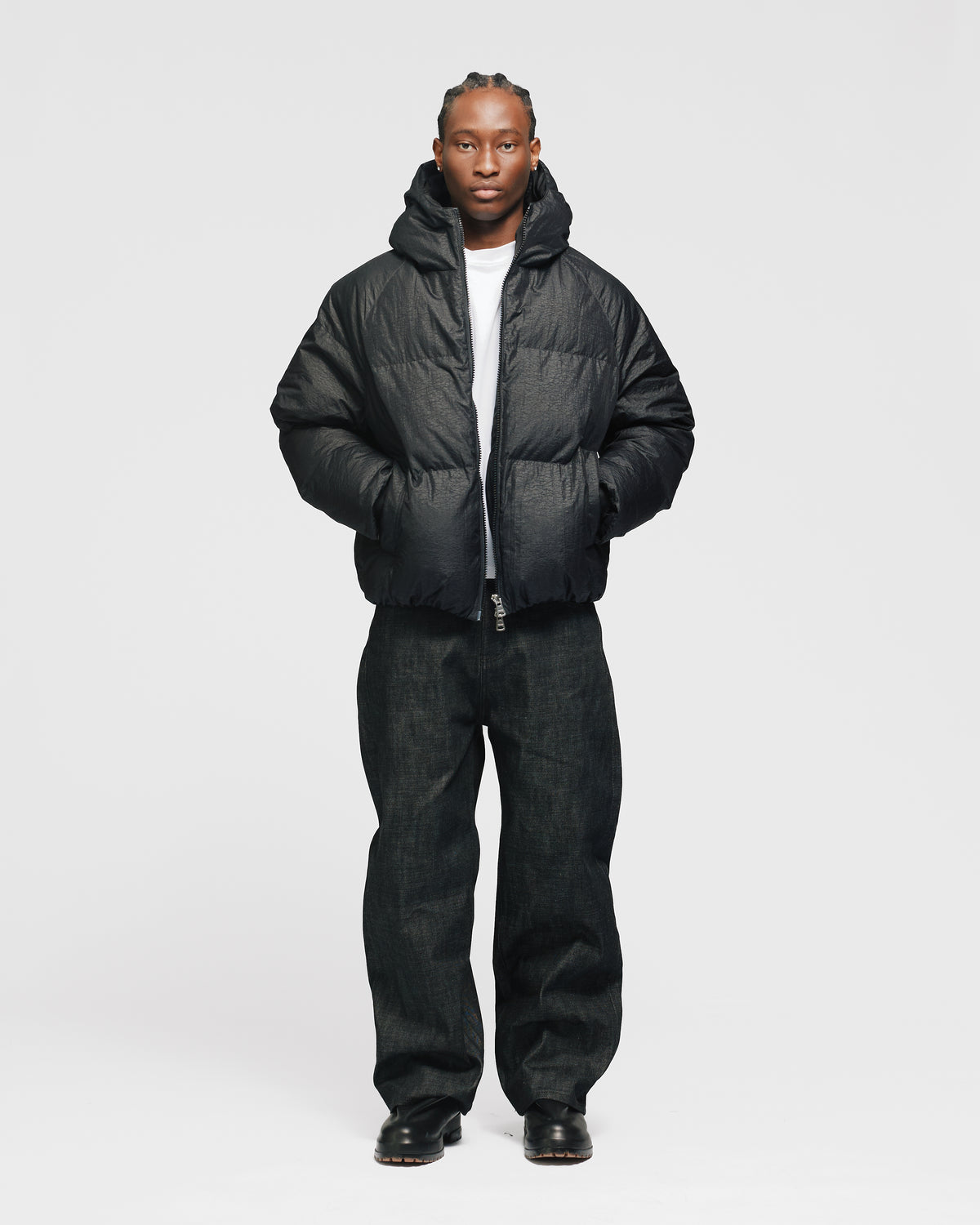 Hooded Puffer Jacket - Black