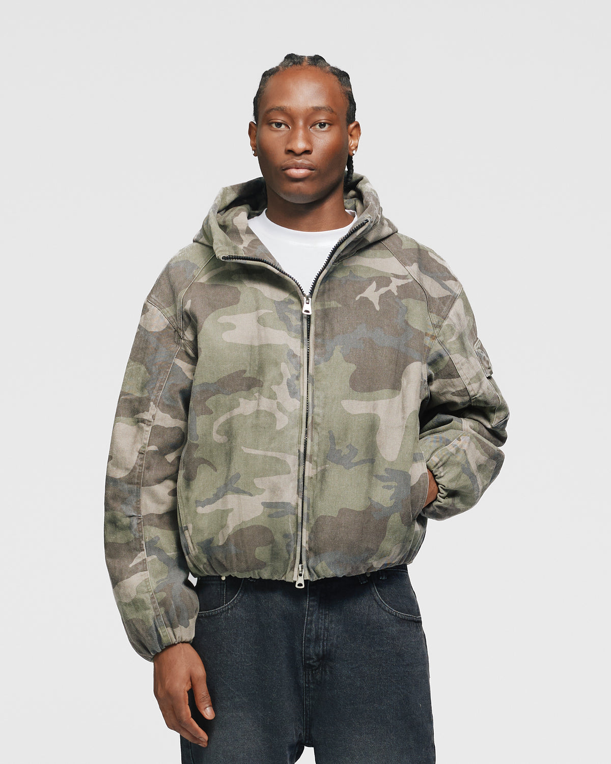 Hooded Canvas Jacket - Camo