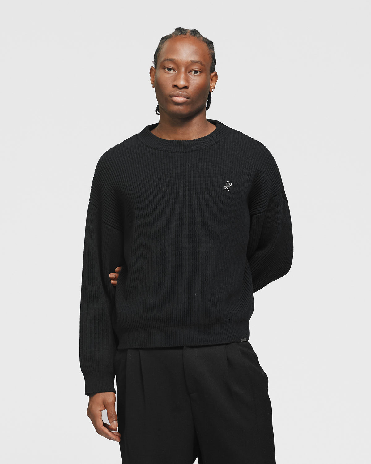 Signature Ribbed Sweater - Black