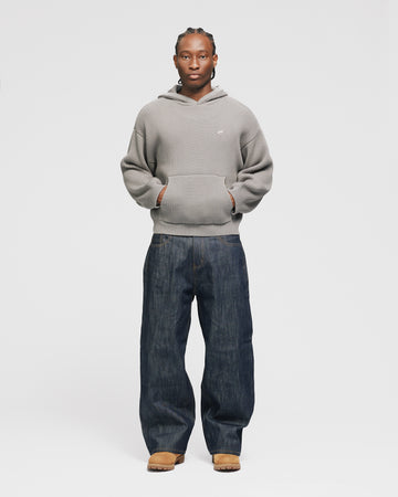 Signature Ribbed Hoodie - Grey