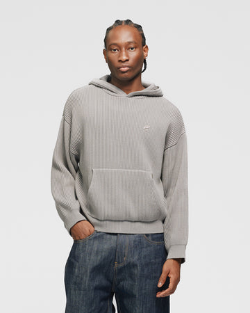 Signature Ribbed Hoodie - Grey