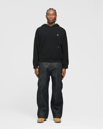 Signature Ribbed Hoodie - Black