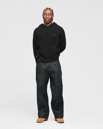 Signature Ribbed Hoodie - Black