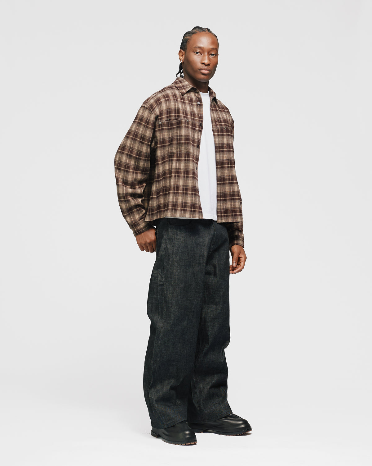 Cropped Flannel - Brown