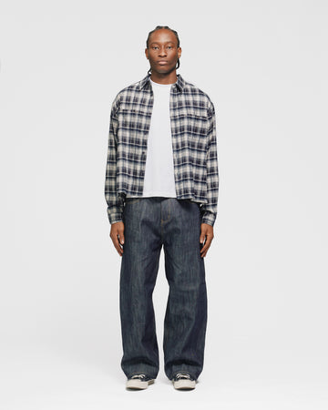 Cropped Flannel - Navy