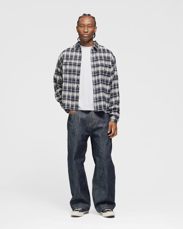 Cropped Flannel - Navy