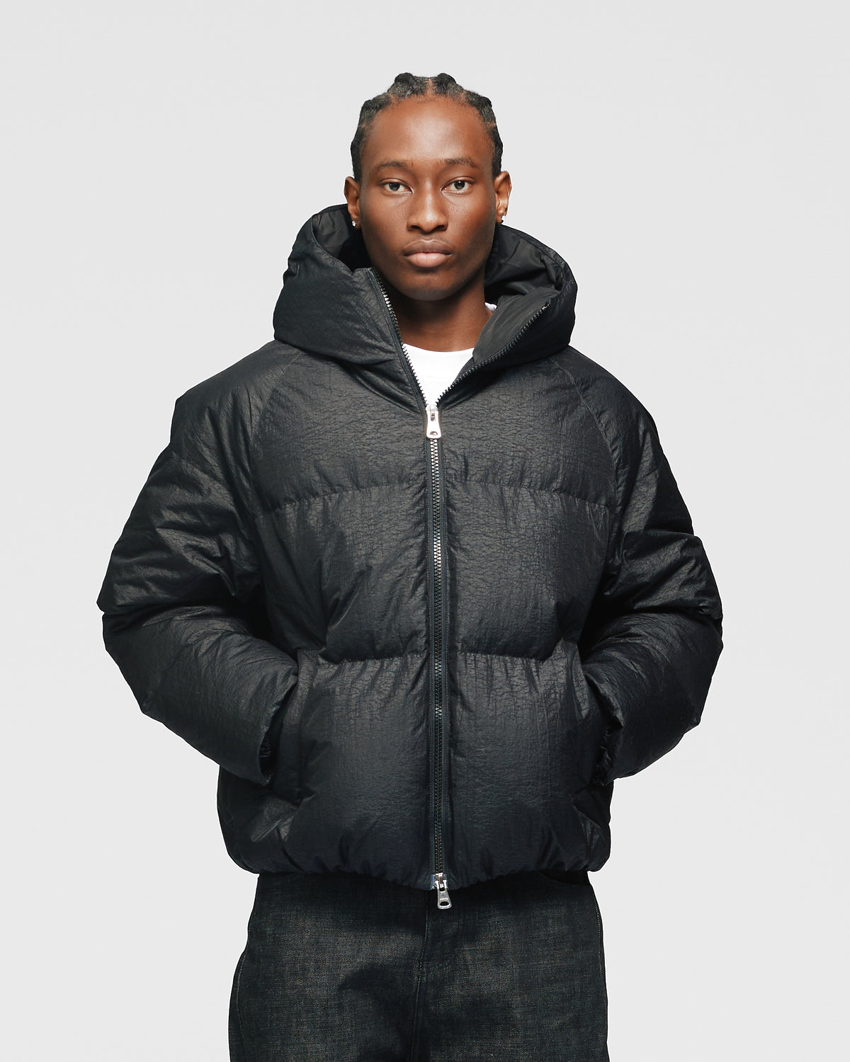 Hooded Puffer Jacket - Black