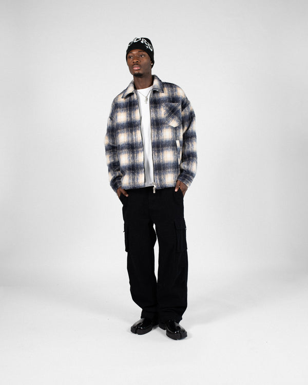 Flannel Zip Overshirt - Blue