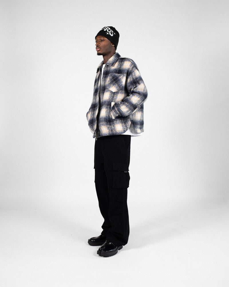 Flannel Zip Overshirt - Blue