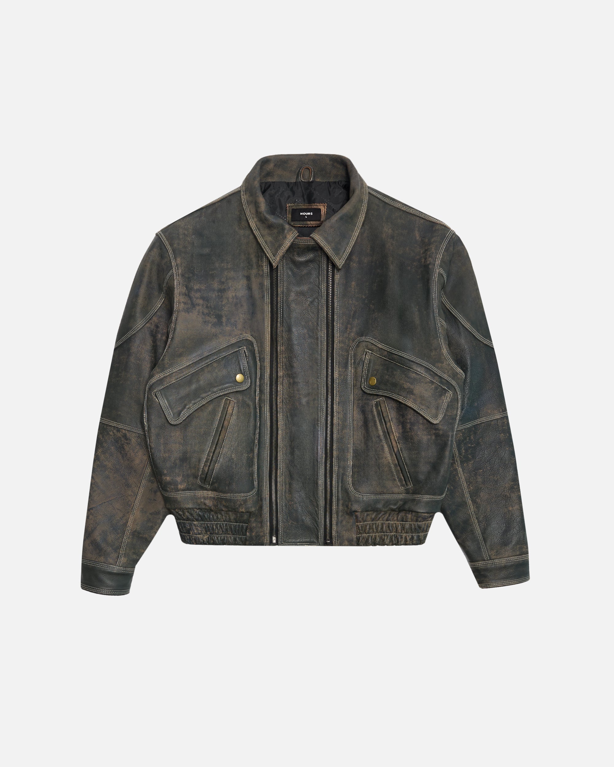 Leather Flight Jacket - Vintage Black